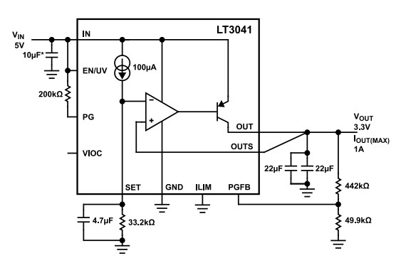 Application Circuit Diagram - Analog Devices Inc. LT3041 Low-Dropout Linear Regulators